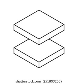 Logotipo del cubo, diseño geométrico del Vector. Empresa de logotipo de caja monocromática, emblema techno de moda en estilo de línea isométrica.