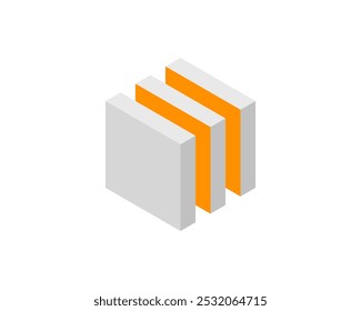 Cube logo, geometric vector design. Box logotype company, trendy tech emblem in pixel style.