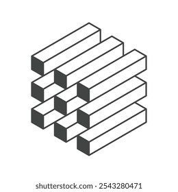 Cube logo, geometric vector design. Black and white Box logotype company, trendy techno emblem in isometric 3D style.