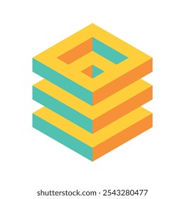 Cube logo, geometric vector design. Box logotype company, trendy techno emblem in isometric 3D style.