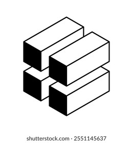 Cube logo, geometric vector design. Black and white Box logotype company, trendy techno emblem in isometric 3D style.