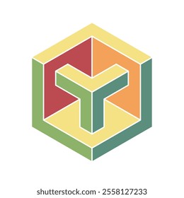 Cube logo, geometric vector design. Box logotype company, trendy techno emblem in isometric 3D style.