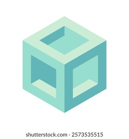 Cube logo, geometric vector design. Box logotype company, trendy techno emblem in isometric 3D style.