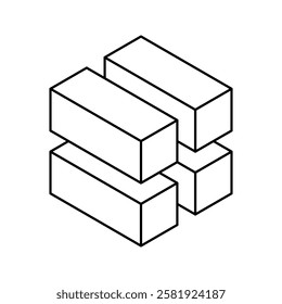 Cube logo, geometric vector design. Monochrome box logotype company, trendy techno emblem in isometric line style.