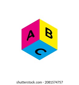Cube Logo Template vector icon illustration design with ABC letters, vector