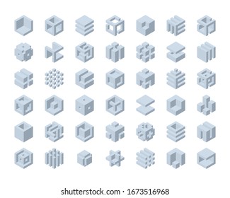 Cube logo vector design.  Cubes 3d set template graphic elements.