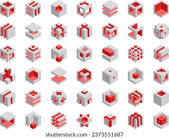 Cube logo vector design. Cubes 3d set template graphic elements.