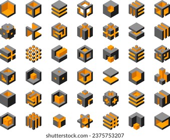 Cube logo vector design.  Cubes 3d set template graphic elements.