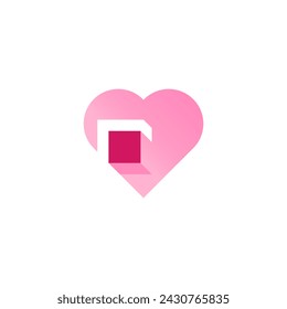 Cube love logo. Cube logo template with love symbol. shipping logo