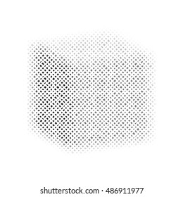 Cube low poly or dots banner or shape. Abstract background or pattern in black and white. Minimal design.