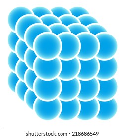 Cube made of blue spheres.