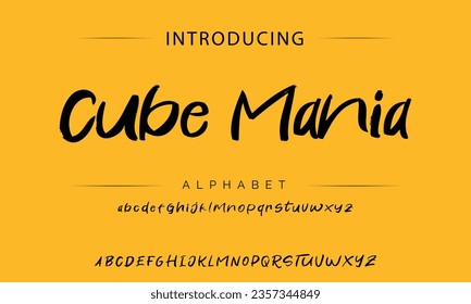 Cube Mania Best Alphabet Painting Paint Brush Beauty Script Logotype Font lettering handwritten