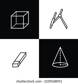 Cube Math Symbol, Pencil Circle Ruler, Eraser, Cone Symbol Math Icon Pack