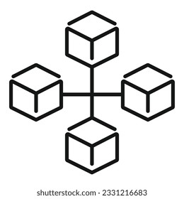 Cube matrix icon outline vector. Finance data. Digital future