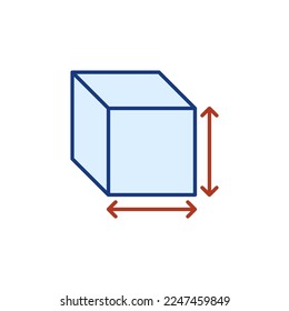 Cube Measurement vector concept colored simple icon or sign