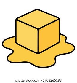 Cubo de mantequilla derretida de color plano diseño de Plantilla de Ilustración vectorial