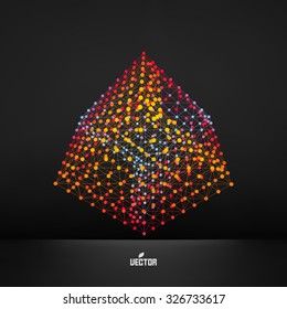 Cube. Molekulargitter. Verbindungsstruktur. 3D-Vektorgrafik.