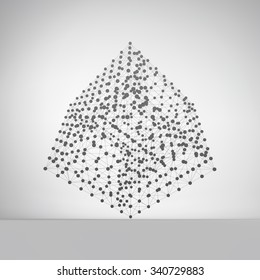 Cubo. Entramado molecular. Estructura de conexión. Ilustración vectorial 3d.