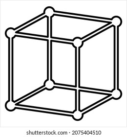 Cube Molecule Icon, Atoms Arranged At The Corners Of A Cube Vector Art Illustration