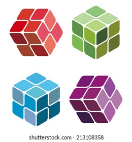 Cube Molecule technology vector design logo template. Box Electronics concept. Future DNA hi-tech chip icon. 