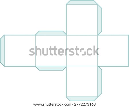Cube Net 3D Cut‑Out Template vector illustration