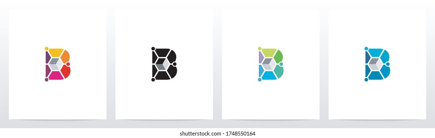 Cubo Con Nodos En El Diseño Del Logotipo De Letra B