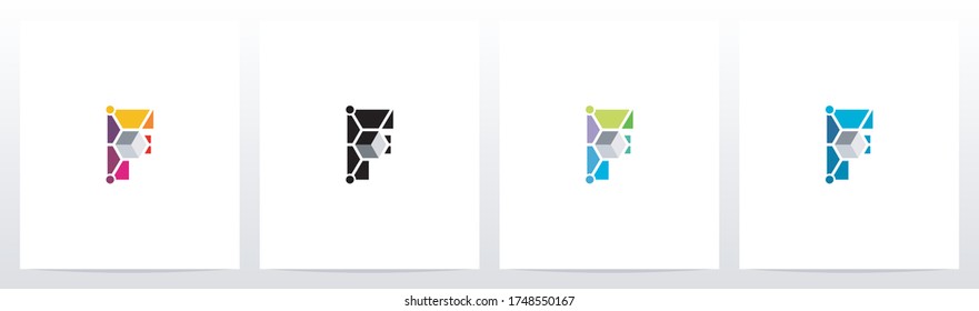 Cubo Con Nodos En Letra Diseño De Logotipo F