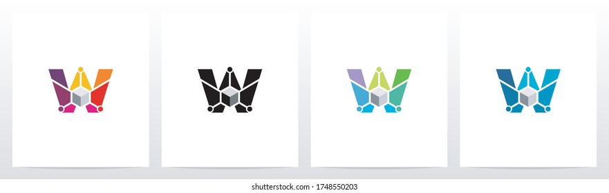 Cube With Nodes On Letter Logo Design W