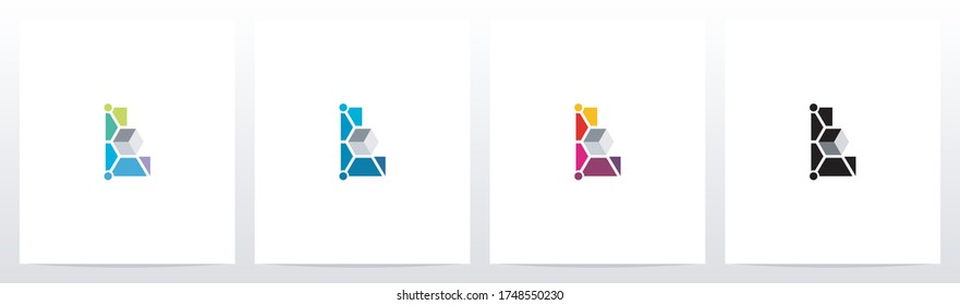 Cubo Con Nodos En El Diseño Del Logotipo De Letra L