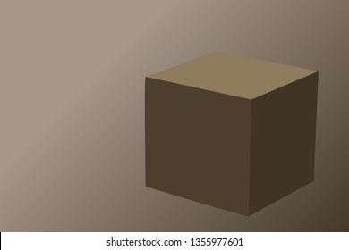 Cube on brown background. Copyscape. Vector brown cube. Copiscap. Brown background. Subject cube Vector. copy-space cub.