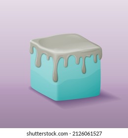 A cube on top of which a viscous liquid flows.
