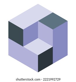 Cube optical illusion icon isometric vector. Sensory eye. Cognition eye