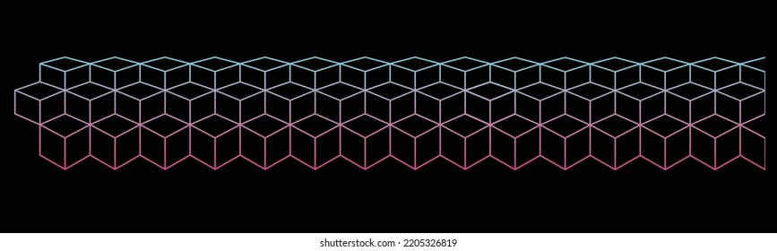 Cube ornaments or polygonal gradations with a black background can be used for backgrounds, website ornaments, and digital computers