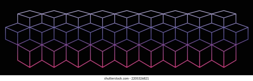 Cube ornaments or polygonal gradations with a black background can be used for backgrounds, website ornaments, and digital computers