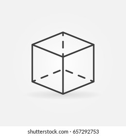 Cube outline icon. Vector geometry concept symbol or design element in thin line style