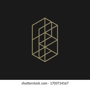 Vector de diseño del logotipo de esquema de cubo. Diseño del logo abstracto. 