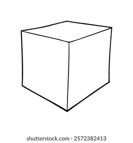 cube outline vector illustration,isolated on white background,top view