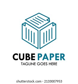 Cube paper logo template illustration