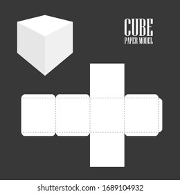 cube paper model illustration on grey background