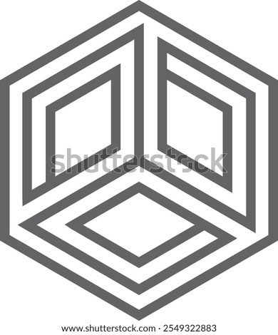 Cube paradox logo. Abstract geometric figure icon