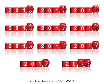 cube passing years 2011-2020, vector