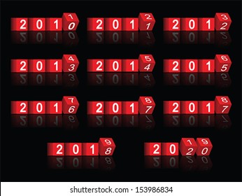 cube passing years 2011-2020, vector