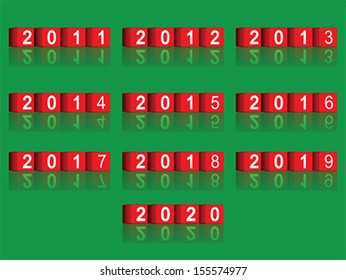 cube passing years 2011-2020, vector