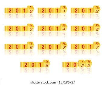 cube passing years 2011-2020, vector