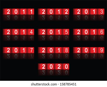 cube passing years 2011-2020, vector