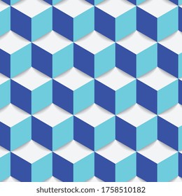 cube pattern background blue white