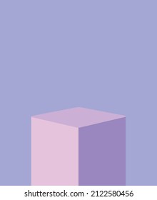 Cube pedestal or platform. Advertising place. Background for cosmetic product presentation. Blank product stand. Winner podium. Museum stage. Vector illustration