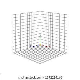 Cube Perspective Grid Three-dimensional. Vector Isometric Solid Shapes Projection. Geometry And Algebra Scheme. Blank Worksheet Point Graph. Graphic Illustration