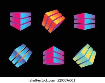 A cube in a perspective image, consisting of three elements with an interval, ideal for logo, branding, corporate design.