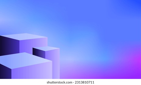 Cube pillars over gradient sky blue abstract gradient